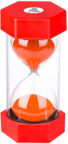SuLiao Reloj de arena, reloj de arena de 30 minutos: reloj de arena de plástico, 30 minutos, reloj de arena rojo grande, 30 minutos, reloj de hora, cristal de arena, temporizador para niños, juegos