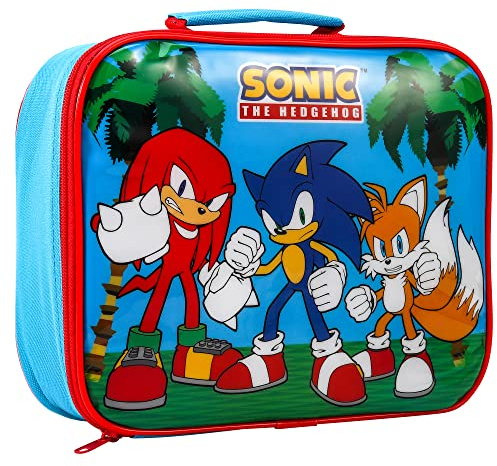 Zawadi Global Sonic The Hedgehog - Lonchera rectangular aislada para niños y niñas, tamaño perfecto para empacar aperitivos fríos o calientes para la escuela y viajes, sin BPA