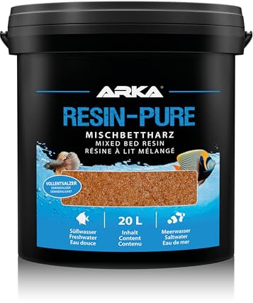 Mischbettharz Aquarium 20 L - Resin-Pure Vollentsalzer für Osmosewasser | für Reinstwasser, Resinfilter, Mischbettharzfilter, klares Wasser, gegen TDS, Silikat, Nitrat, Phosphat, Süßwasser Meerwasser