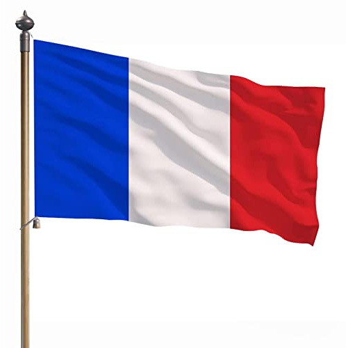 delr Drapeau français 3 x 5 m, drapeaux de la France en plein air 3 x 5 pieds | Drapeaux de pays en polyester résistant à double couture, décorations de jardin