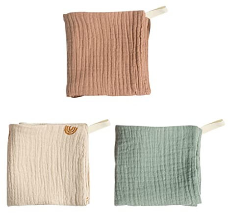 LICHUANUK Musselintücher Für Babys(23x23cm), Neugeborene, Unisex, Lätzchen, Baby, Mädchen, Jungen, Bequem, Musselin, Spucktuch, 3 Stück(Zufällige Farbe)