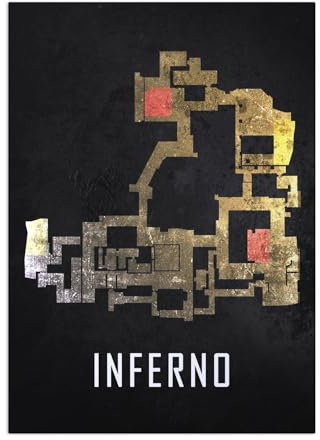 Displate Offiziell Counter Strike MetallPoster Magnetische Befestigung Inklusive Lizenziert Bilder Hochwertiges Poster Inferno Black Map 45 cm x 32 cm