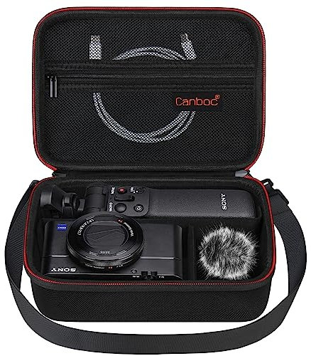 Canboc Carrying Camera Case for Sony ZV-1/ ZV-1 II/ZV-1F Vlog Digital Camera & Vlogger Accessory Kit Tripod, Travel Storage Bag with Strap, Mesh Pocket fit Cable, Black (Case Only)