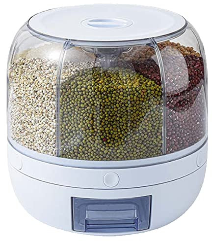 Distributeur Cereales, Distributeur De Riz, Distributeur De Céréales Rotatif, Distributeur de Nourriture Rotatif à 360 °, Conteneur de Stockage de Scellée, pour Riz, Nourriture Sèche, Fruits(S)