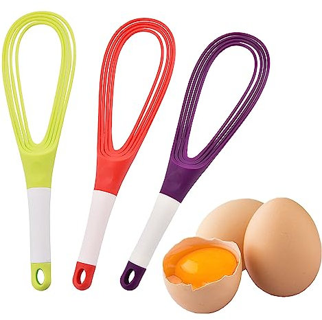 3 Stück Silikon-Schneebesen, perfekt für antihaftbeschichtetes Kochgeschirr, Milch- und Eierschlägel, hitzebeständige Küchenbesen zum Schneebesen, Kochen, Backen, Schlagen