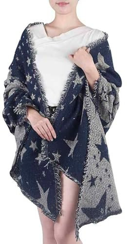Generisch XXL Damen Schal Winter Stern Blau