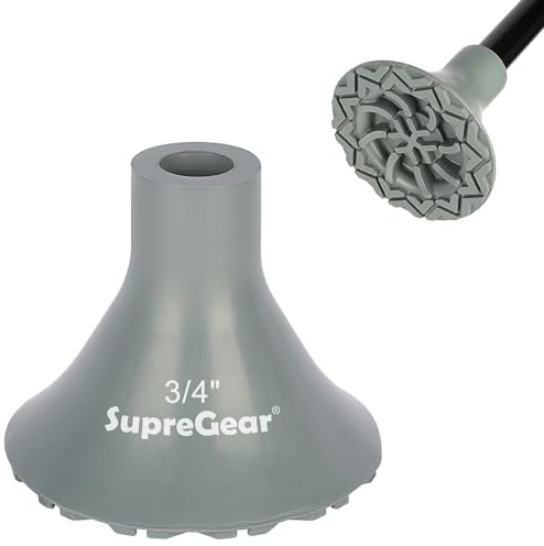 supregear Gehstockspitzen-Ersatz, 19 mm Extreme Haftung Rutschfeste Schwere Gummispitzen Geländegehstock Fußpolster für Gehstock Klappgehstock Offset-Quad-Pod/Tripod Gehstock Zubehör, Grau