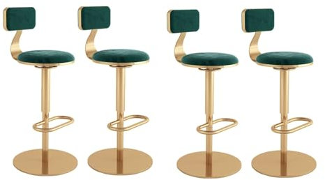Barhocker 4er Set - Drehbar Stehhocker, Drehbare Barhocker Verstellbaren Barhockern Aus Samt Mit Hoher Rückenlehne, Gepolsterte Moderne Barhocker, Barhocker, Stühle Für Esszimmer/Hausbar/Küche ( Color