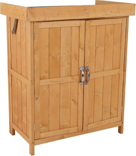 DecHome - Capanno Attrezzi da Giardino con 2 Ante Ripostiglio da Esterno in Legno Dimensioni 74x43x88 cm Legno Naturale