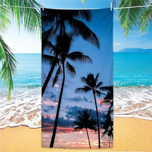 okoikfc 3D Strandtuch 80x160 cm Palme Badetuch Groß Palme Microfaser Handtücher Weich Schnell Trocknen Strandhandtuch Herren Frauen Badetücher, Strandtücher Strandlaken Handtuch A1494