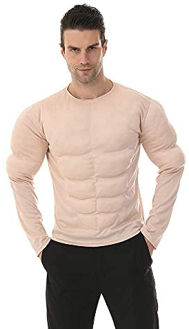 EraSpooky Chemise musculaire pour hommes accessoire de Costume d'halloween pour bodybuilder chemise musculaire rembourrée pour adultes M Beige