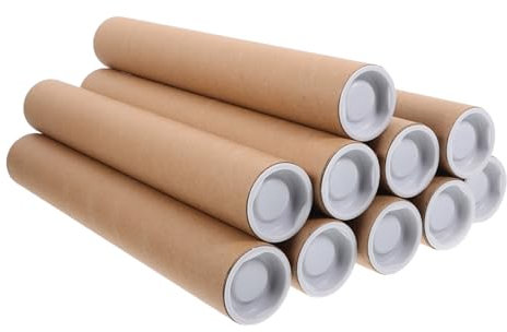 TEHAUX 10 Stück Braune Versandröhren Aus Karton Für Die Aufbewahrung Und Den Transport Von Kunstwerken 3 8 X 30 5 Cm Und Tragbar