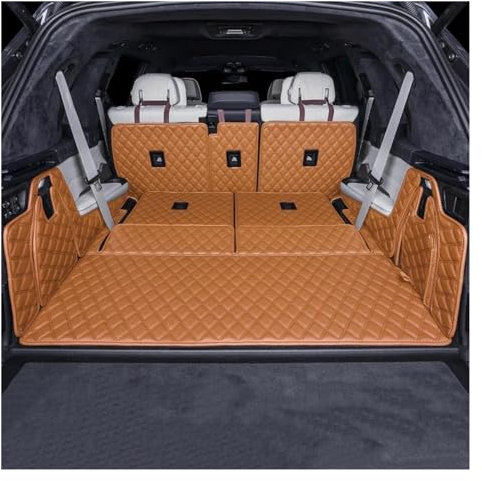 DZSLLOOI Kofferraum Schutzmatte Kofferraummatten Kofferraummatten Individuelle Auto Leder Accessoires Für Q7 2016–2022 7-Sitzer Kofferraumschutzdecke(Braun)