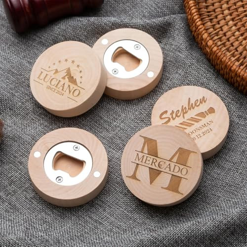 Abridor de botellas de madera personalizado, abridor de botellas de boda, sacacorchos grabado, recuerdo de boda, regalo de padrinos de boda, regalo de novio, recuerdos de fiesta personalizados (40