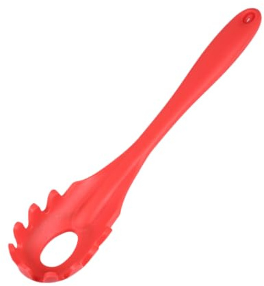 Amosfun Cuillère en Silicone Alimentaire Rouge, Ustensile Cuisine Pratique et Résistant, Maison Restauration, Surface Anti-rayure et Matériau Alimentaire