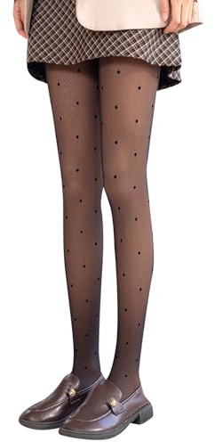 Collant Pois Femme Chaud, Legging Polaire Femme Taille Haute Semi-Opaques DéContractéS Basique éLasticité Fleece Tights Confortables Respirants Doux Mode Slim Fit pour Exercice De La Vie Quotidienne