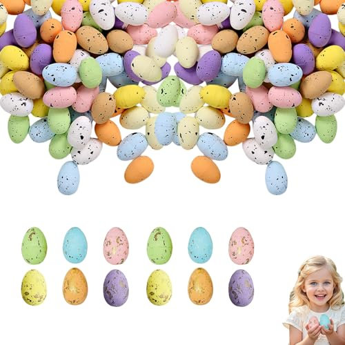 Uova di Pasqua Colorate Artigianali Mini Uova di Pasqua - Pacco da 100 Uova Decorative per la Pasqua, Colorate ed Ecologiche, Ideale per Decorazioni Pasquali, Schiuma Party e altro ancora