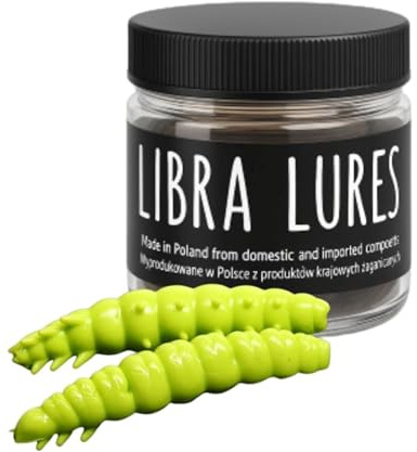 Libra Lures Larva 30mm | Forellenköder Supersoft | Inhalt: 15 Stück | Aroma: Krill | Farbe: 027 / Apple Green