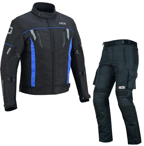 BOSmoto Motorradanzug Textil mit CE Protektoren für Herren,Herren Motorrad Textil kombi, Textil Motorradanzug mit Reflektoren und Protektoren (BLUE, S)
