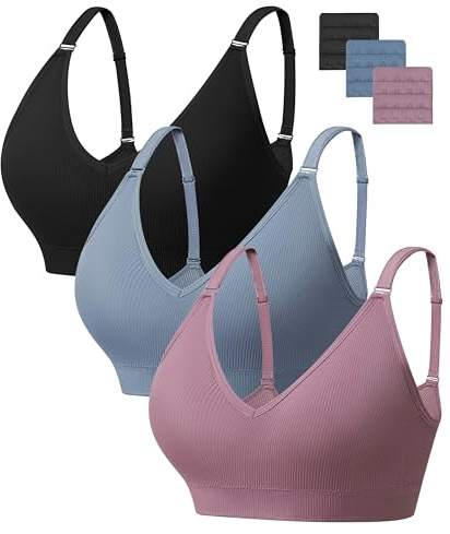 HBselect Soutien-Gorge sans Armatures Femme Col V sans Couture Confort Rembourré Bustier Soutien-Gorge Souple Confortable T-Shirt Soft Bra