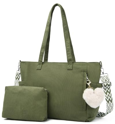 Makukke Cord Tote Bag Shopper Tasche Damen Umhängetasche Groß Handtasche Schultertaschen für Arbeit Büro Reisen Einkaufen Schule