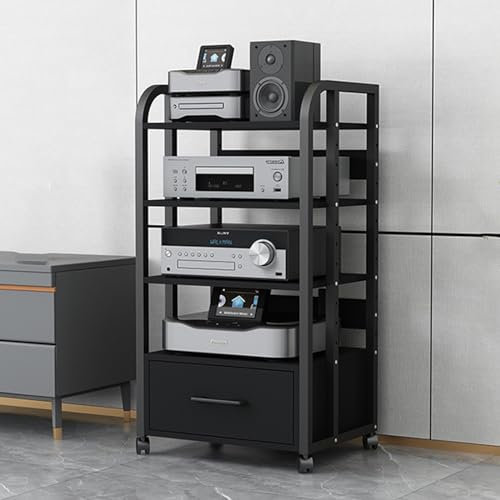 WLCGYD Audio Rack HiFi Regal HiFi-Audio-Rack-Schrank, 100 cm Hoher Audio-Video-Medienständer Für Verstärker/Stereo-Receiver – Eck-Entertainment-Center(Black)