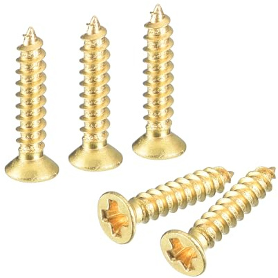QUARKZMAN 60 Stück Holzschrauben M2×10 mm Kreuzkopf Senkkopfschrauben Farbe Messing Selbstschneidende Schrauben mit Senkkopf Senkkopfschrauben für Bürogeräte Holzmöbel Holzarbeit DIY