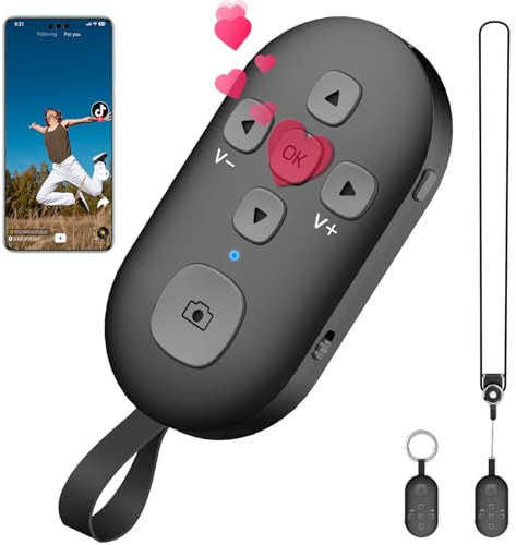 R1 TikTok - Mando a distancia para teléfono y girador de páginas para Kindle (no dispositivos Kindle), controlador de obturador de cámara, advertencia de batería baja