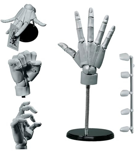 Pineeseatile Handmodell zum Zeichnen, Handmodell 1: 1 artikuliertes Mannequin bewegbares Gelenk 16x8in Manikin mit Basis -DIY -PVC -Bauch