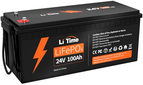 LiTime 24V 100Ah LiFePO4 Lithiumbatterie: 2560W Max, 15000 Zyklen, 10 Jahre – Ideal für AGM-Ersatz in Wohnmobil, Marine, Solar & Off-Grid
