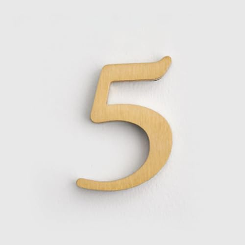 Self Adhesive House Numbers Stickers 2 Inch Modern Metal Brass Door Number Golden Mailbox Address Sign, for Wall Decor Hotel Apartment Room Office Cafe Street Yard Garden Exterior Decorative(5)