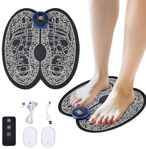 2025 Upgraded EMS Foot Massager for Pain and Circulation, Portable Electric Foot Massage Mat with 8 Modes and 19 Intensity Levels,Foot and Leg Massager Muscle for Relax Muscles,with Remote Control
