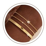 SLOONG 2-5 Stück Armband Damen, Armband Set für Damen Mädchen Schmuck | Vergoldet/Versilber Perlenarmband Twist Schlange Armbänder Wasserfest Büroklammer Armreif Verstellbare Knoten Armband Set