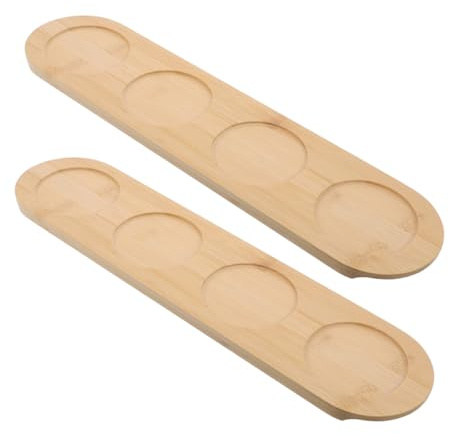 2 Stück Holz Gläsertabletts mit 4 Fächern für Trinkgläser | Holzplatte mit Einzigartiger Maserung, Dekorativ und Funktional, Oktoberfest Deko für Zuhause und Ktv