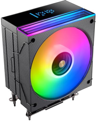 Mars Gaming MCPU-LCD, Disipador CPU 300W TDP, 6x Heatpipes HCT, Ventilador 120mm, Pantalla LCD, ARGB Dual Zone Infinity Mirror, Núcleo de Cobre Hiperbalanceado, Compatibilidad Intel y AMD, Negro