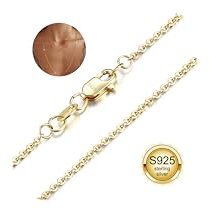 Adramata Halskette Damen Silber 925 Ohne Anhänger 1.2MM Lange O-Kette Halskette 14K Vergoldet/Silber Choker Kette für Damen Herren Wasserfest Silberkette Goldkette 41/51/56/61/66CM