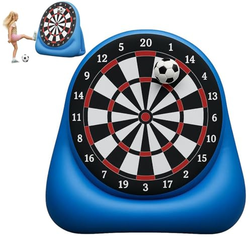 Jättestor Uppblåsbar 5 Ft Fotbollsmål, Uppblåsbart Fotbollsmål Med 2 Bollar Och Luftpump, Jättestor Uppblåsbar Utomhusdarttavla, Fotbollsträningshjälp För Barn