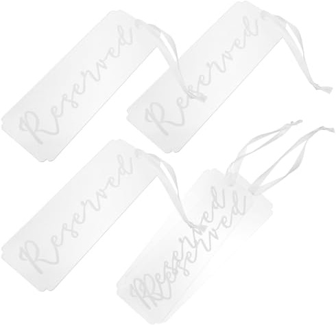 ULTECHNOVO 5 Cartelli Acrilico per Sedie Riservate, Segnaposto Decorativi Riutilizzabili per Matrimoni e Feste, Cartelli Sospesi Resistenti per Prenotazione Posti in Chiesa e Ricevimenti