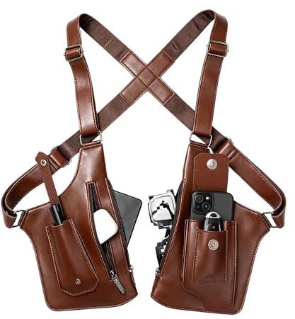 Sacoche Holster Homme en Cuir PU, Sac de Poitrine Anti-Vol avec Bandoulière Réglable, Sacoche d'Aisselle Discrète et Légère, Sac Bandoulière pour Voyage, Sport et Extérieur, Design Ergonomique