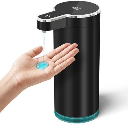Joolivo Seifenspender Automatisch Schwarz Matt, No Touch Elektrischer Seifenspender mit Sensor, Wandbefestigung, USB Wiederaufladbar, 4 Verstellbare Stufen, IPX5 Wasserdicht für Küche Bad Dusche