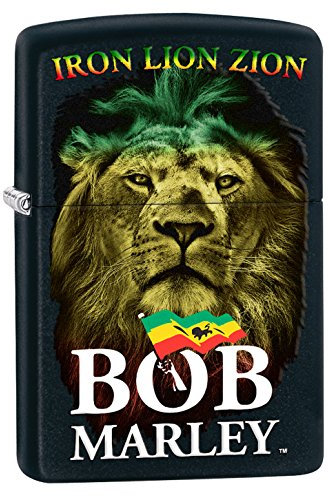 ZIPPO - Bob Marley, Color Image - Black Matte - Essence Briquet Coupe-Vent, Rechargeable, dans Une boîte Cadeau de Haute qualité
