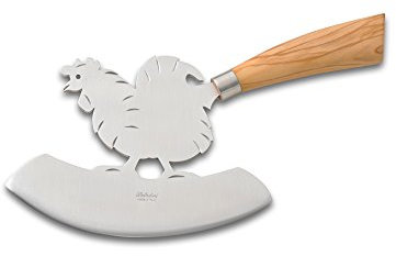 Couteau à saladini demi-lune du chasseur, artisanal, à lame forgée, collection d'accessoires Corne de Bue