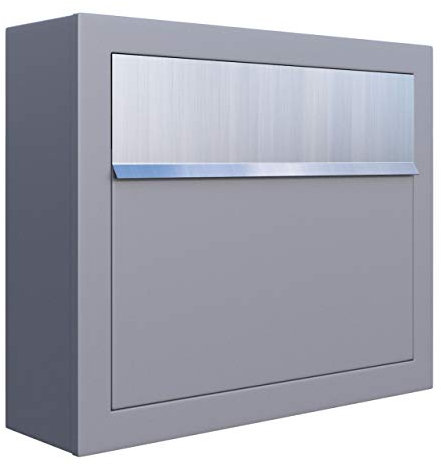 Briefkasten, Design Wandbriefkasten Elegance Grau/Edelstahl - Bravios