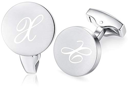 Honey Bear Briefe Initialen Buchstabe manschettenknöpfe Herren Edelstahl Hochzeit Cufflinks Manschettenknopf Gebürstetes Silber (X)
