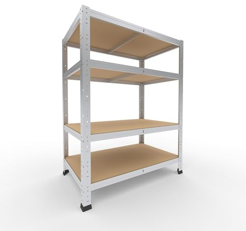shelfplaza Home 100x80x50cm Schwerlastregal verzinkt mit 4 Böden x 175kg | Kellerregal · Lagerregal · Metallregal · Regale für Kellerraum · Steckregal · Abstellraum Regal