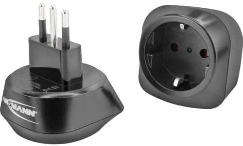 ANSMANN Reiseadapter Italien - Schuko Reisestecker mit Schutzklasse 1 & 2 - Travel Adapter für Reisen nach Italien Albanien Äthiopien Chile Syrien Malediven San Marino etc.