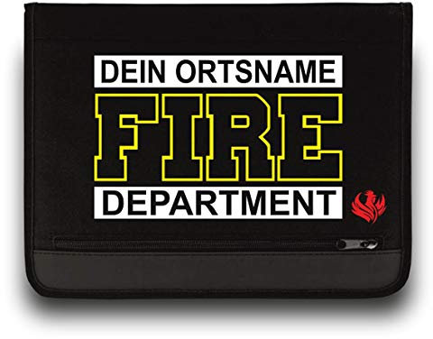 Roter Hahn 112 Personalisierbare Feuerwehr Schreibmappe SM-M00034 Organizer Konferenzmappe Gelb-Weiss