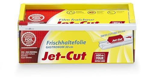 Jet-Cut Pellicola per alimenti Jet-Cut da tagliare, gastonomia 30cm x 600m,PVC trasparente 2260g