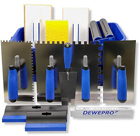 DEWEPRO® Profi Fliesenleger-Waschset XL – 15-teilig im 20 Liter Wascheimer mit Doppelrollen, Werkzeug & Zubehör