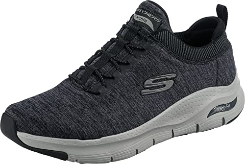 Skechers Men's Arch FIT WAVEPORT Sneaker, Black Mesh/Gray Trim, 8.5 UK